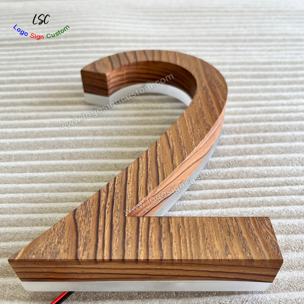 Custom Wood Paint LED Letter Sign Backlit 3D Metal House Number Signs for Wall Lights