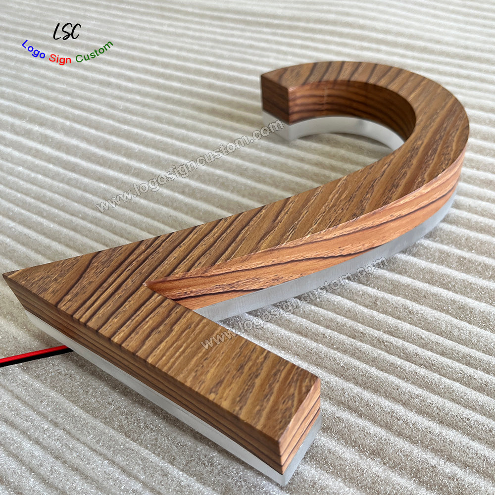 Custom Wood Paint LED Letter Sign Backlit 3D Metal House Number Signs for Wall Lights