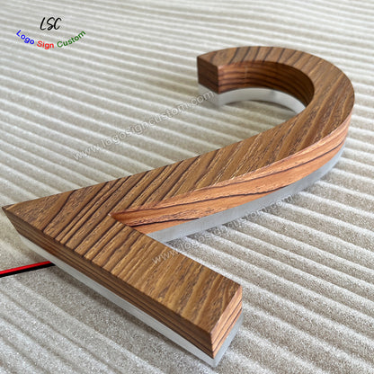 Custom Wood Paint LED Letter Sign Backlit 3D Metal House Number Signs for Wall Lights