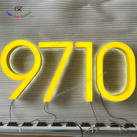 Custom Double Sided Luminous Letters Gold Yellow Light Acrylic Face Lit and Back Lit Signs