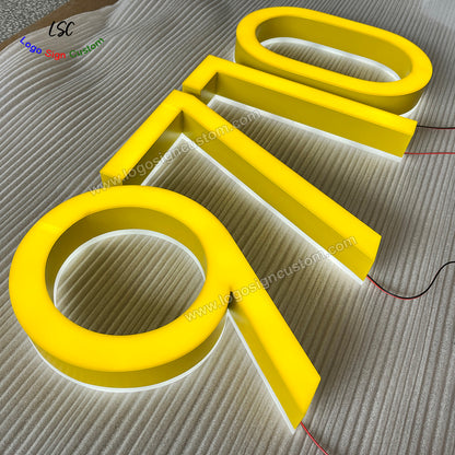 Custom Double Sided Luminous Letters Gold Yellow Light Acrylic Face Lit and Back Lit Signs