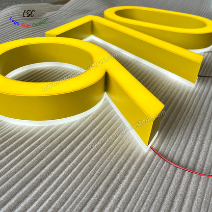 Custom Double Sided Luminous Letters Gold Yellow Light Acrylic Face Lit and Back Lit Signs