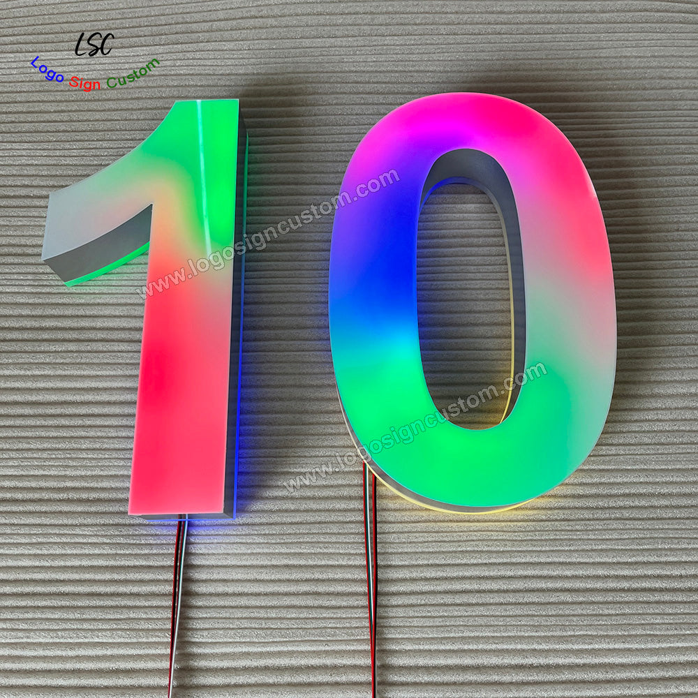 Custom 3D Double Sided Luminous Sign Acrylic Face Lit and Back Lit RGB Magic LED Shop Letter Signs