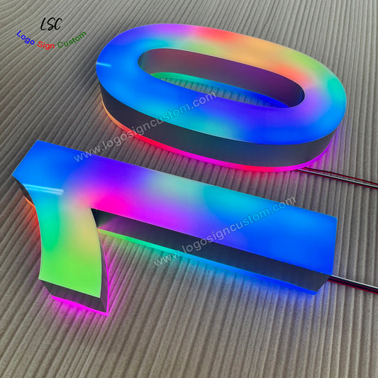 Custom 3D Double Sided Luminous Sign Acrylic Face Lit and Back Lit RGB Magic LED Shop Letter Signs